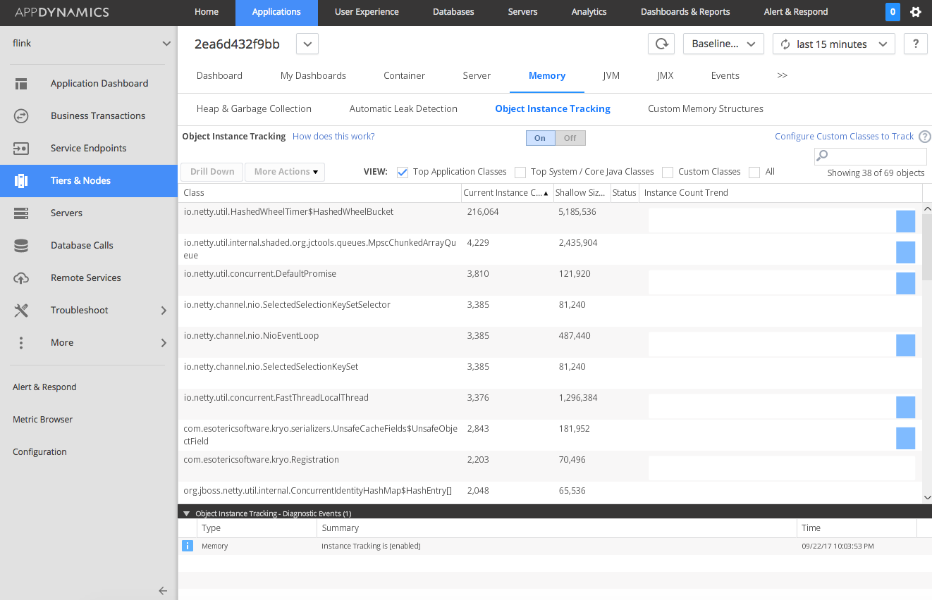 Taskmanager Memory Monitoring Instance Count